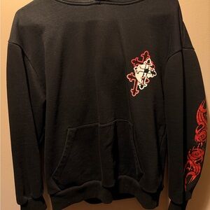 Black Hoodie with Red Cross  Design